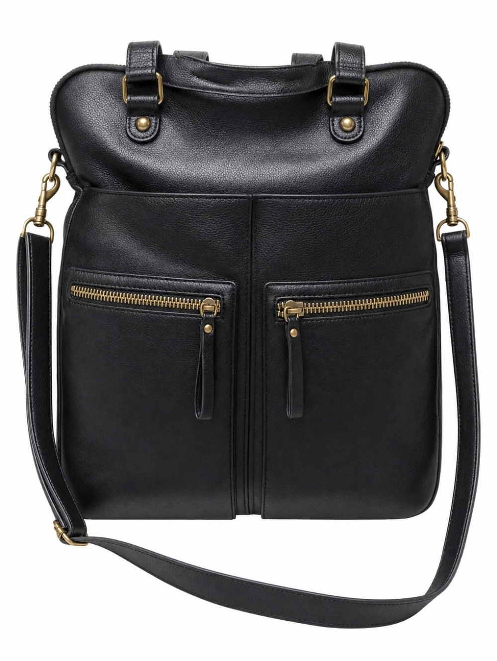 Hollywood Intuition By Jaye Hersh Black Faux Leather Tote Crossbody Bag